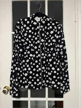 Wesc Black and White Floral Zip Bomber Jacket